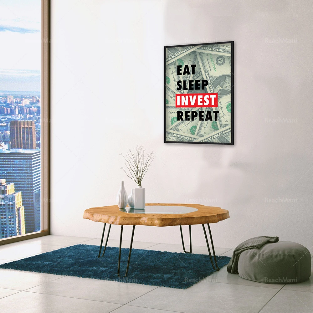 Eat Sleep Invest Repeat Poster | Stock Market Wall Art | Investor Art Print