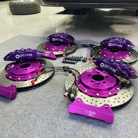 Dicase 알루미늄 자동차 빅 브레이크 키트 BMW e36/e46 17 인치 용 4 피스톤 브레이크 캘리퍼스 세라믹 패드