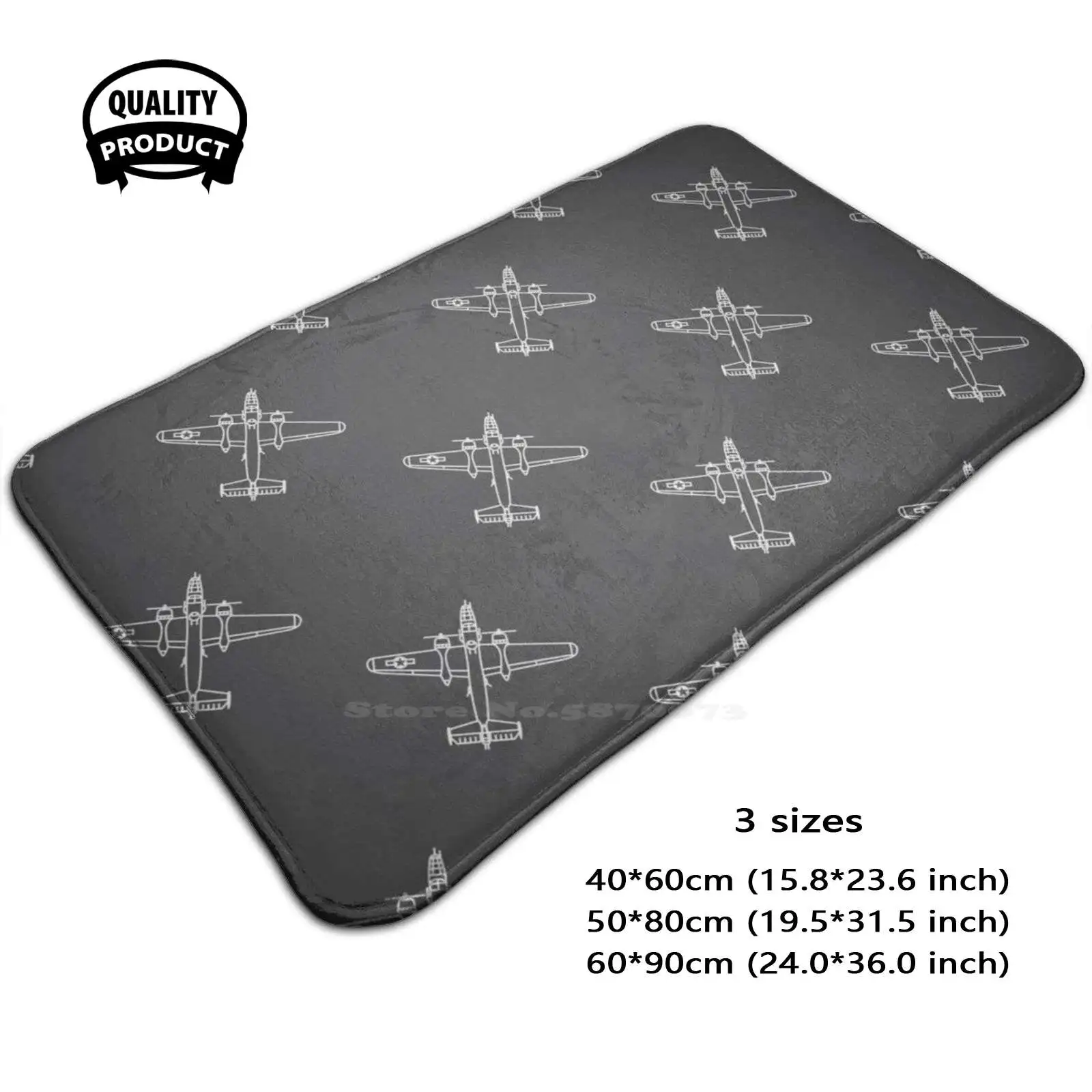 B - 25 Mitchell Pattern Soft Cushion Home Carpet Door Mat Car Rug B25 B 25 Mitchell Ww2 North American Aviation Wwii Warbird