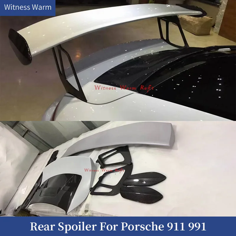 For Porsche 911 991 991.1 991.2 Carbon Fiber Rear Wing Refit GT3RS Style Rear Trunk Spoiler Roof Wind Wing car body kits