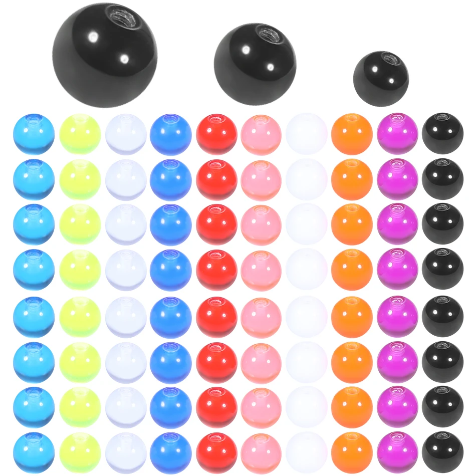 100pcs/lot Acrylic Balls Replacement Nose Barbell Earring Tongue Eyebrow Labret Belly Navel Nipple Piercing Sexy Jewelry 16G 14G
