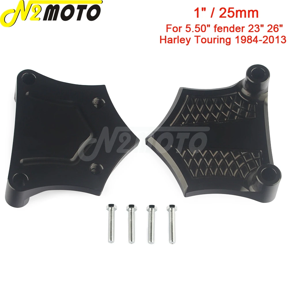 

1''/25mm Motorcycle Front Mudguard Brackets Gasket 5mm Mounting Bolts For Lowers Harley Touring 5.50" Fender 23" 26" 1984-2013