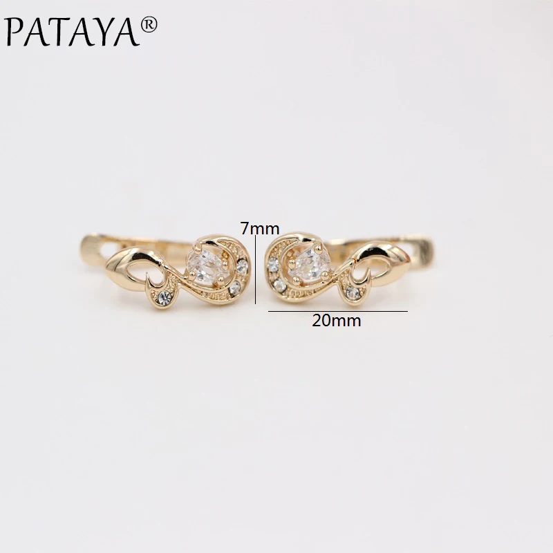 PATAYA New Small Flower Natural Zircon Women Earring 585 Rose Gold Color Trendy Drop Earrings Hollow Cute Fine Fashion Jewelry