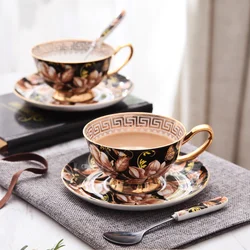 Pastoral Flower Bone China Coffee Set British Porcelain Tea Set Ceramic Cafe Cup And Saucer Drinkware Coffeeware