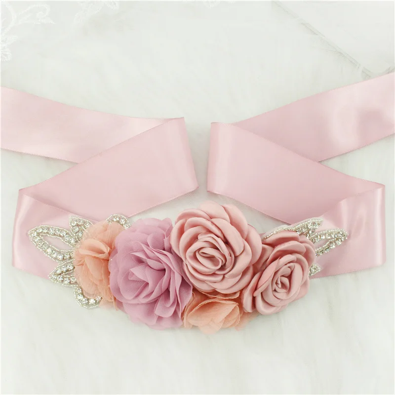 Wedding Accessories Bridal Wedding Belts Rhinestone Satin Flower Sash Woman Girl Waistband Wedding Sashes Belt