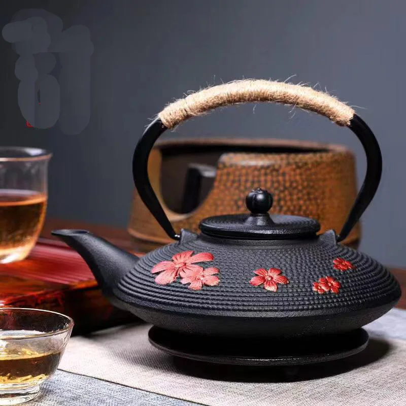 900ml Cast Iron Cherry blossoms Tea Kettle Teapot Tea Accessories Tea Set  House Decor for Friends Family Wedding Tea Lovers