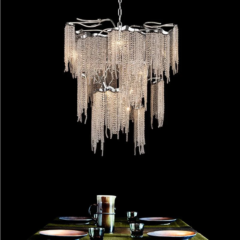 

American tassel crystal villa living room luxury decorative lighting restaurant designer art chandelier