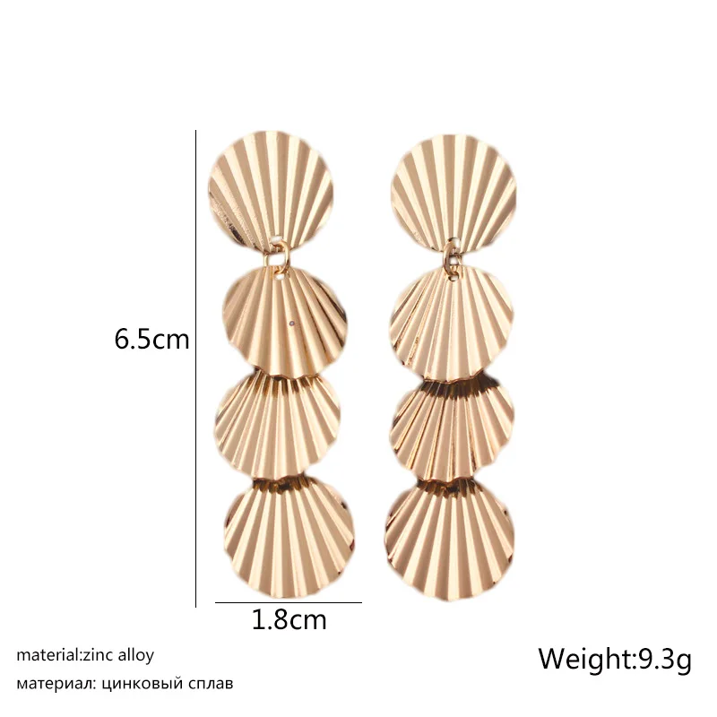 Fold Metal Dangle Earrings for Women Shell Shape Pendants Drop Earrings Cool Stuff Girls Fashion Ear Jewelry pendientes mujer