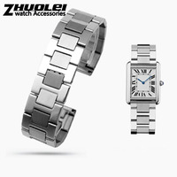 luxurious 316L Stainless Steel bracelet For TANK solo wristband high quality brand watchband 16mm 17.5mm 20mm 23mm silver color