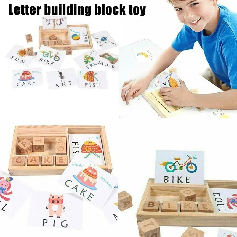 

3-in-1 Wooden Spelling Words Spelling Learning Game Enlightenment Baby Gift Spell Alphabet Learning Wooden Spelling Game