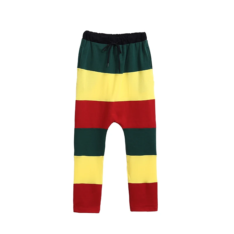 Personalità giovanile colore abbinato colore danza allentata pantaloni popolari pantaloni di bassa qualità pantaloni cavallo grande vita elastica tendenza hip-hop