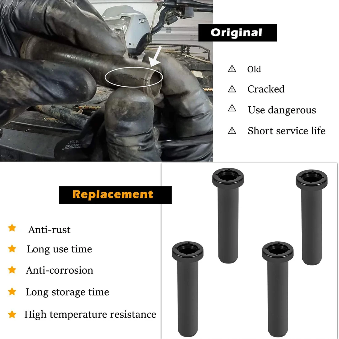 Front A-Arm Lower Bushing Kit for 1996,1997,1998,1999,2000,2001,2002 Polaris Sportsman 500 4x4 Both Sides