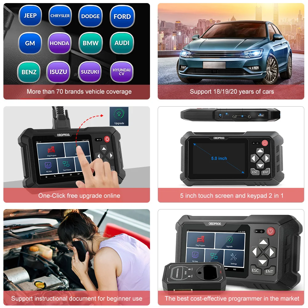 OBDPROG 501 Automotive Key Programming Tools Add Keys Matching Remote OBD2 Car Diagnostic ToolImmobilizer Pin Code Reader