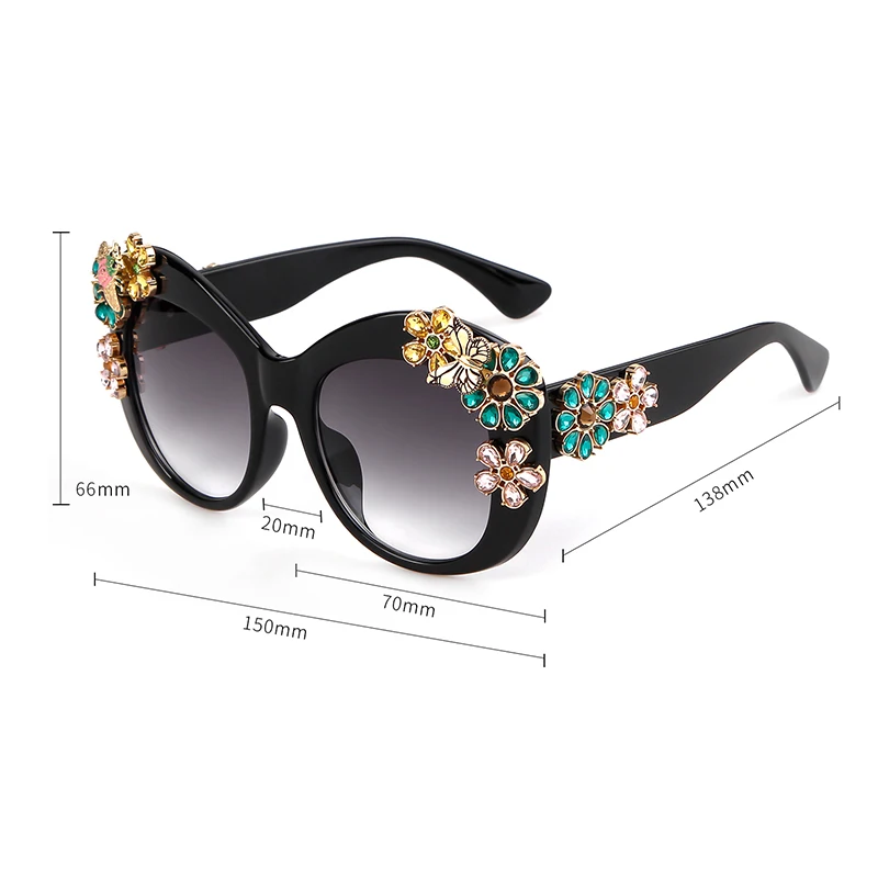 Oversized Diamond Sunglasses Women 2025 Luxury Brand Designer Retro Vintage 80S Baroque Cateye Rhinestone Sun Glasses Shades 675