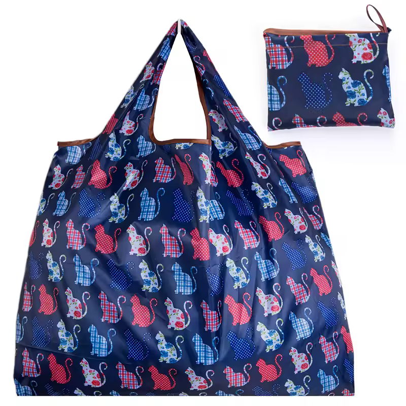 BIG Eco-Friendly Folding Shopping Bag Reusable Portable Shoulder Handbag for Travel Grocery Fashion Pocket Tote - Image 11