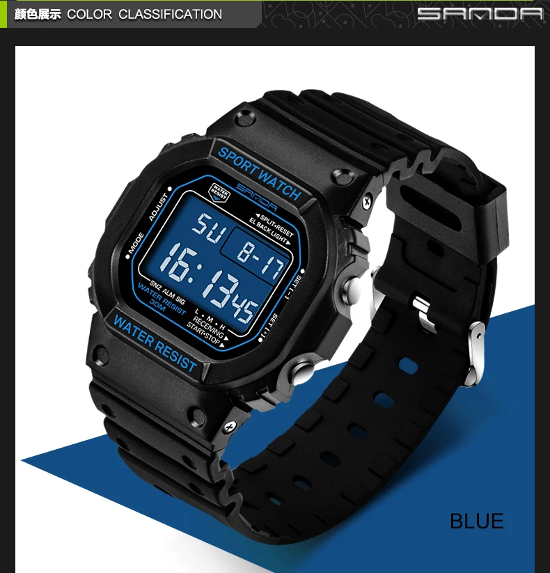 SANDA Digitaluhr Herren Wasserdicht 30M Uhr LED Herren Sport G-Stil Uhr Herren Top-Marke Militäruhren Relogio Masculino – Detail 9