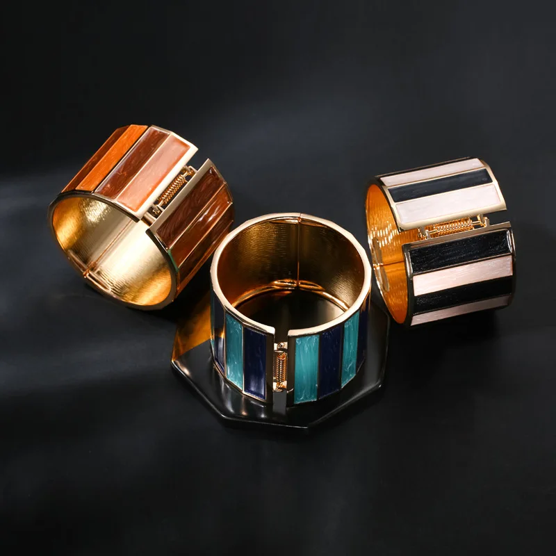 Punk Dripping Oil Alloy Cuff Bangles Bracelets For Women Fashion Jewelry Statement Big Metal Bangle Wholesale