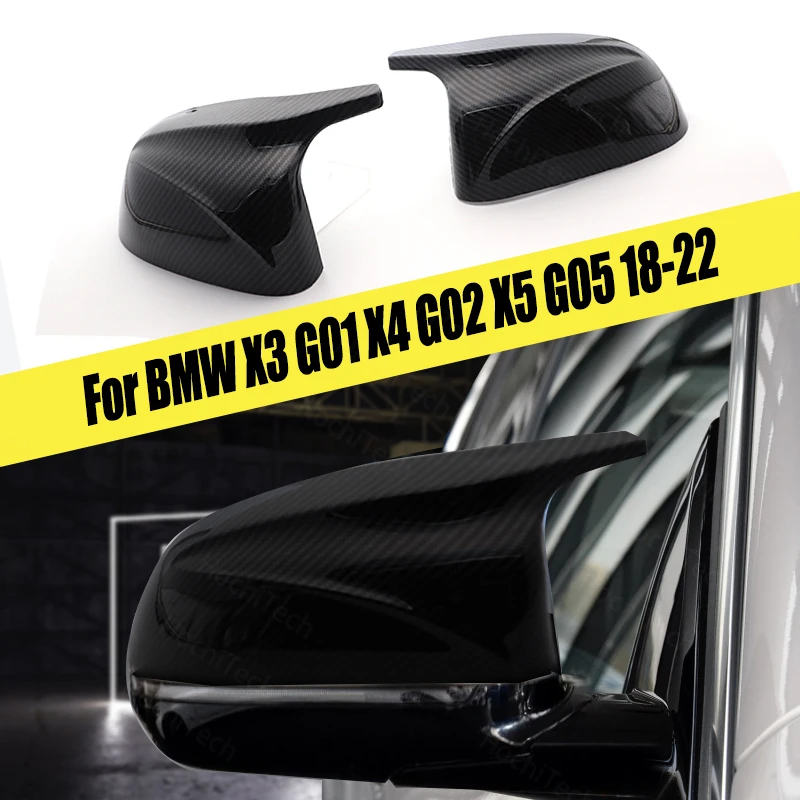 

Painted Bright Replacement 2pcs Carbon Fiber Pattern Rearview Mirror Cover Caps for BMW X3 X4 X5 G01 G02 G05 2018-2022