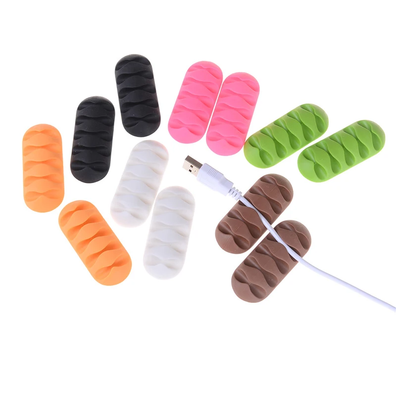 Nuovo prodotto 2 pezzi/set dell'organizzatore di cavi da scrivania cavo in Silicone autoadesivo caricatore USB cavo avvolgicavo cavo dati morsetto