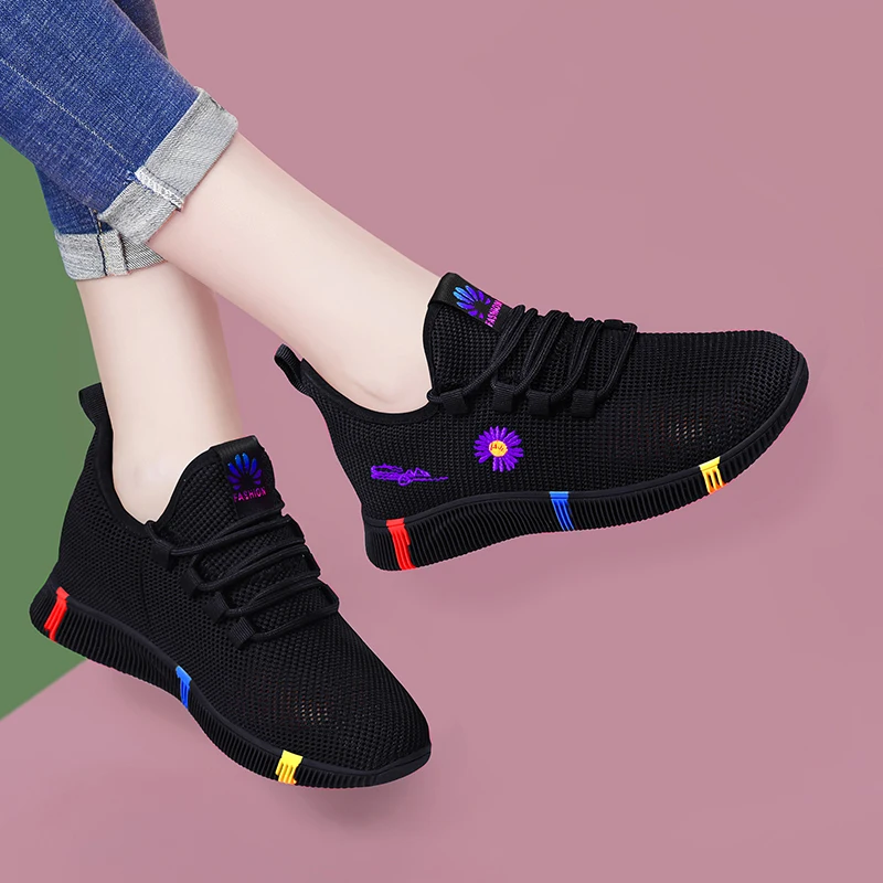 2021 Sneaker Super Light Tennis Shoes Fly Weave Dense Mesh Breathable Women Shoes Breathable Non-slip Sneaker Training Shoes