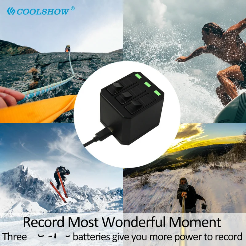 Зарядное устройство Coolshow на 1220 мА · ч для камеры Gopro Hero 8 Hero 7 Hero 6 Hero 5 Black