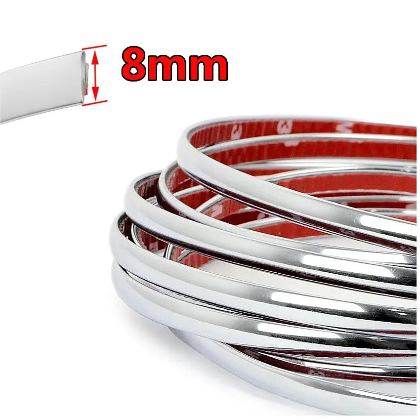 Car Decoration Strip 8mm 5M Chrome Silver Molding Trim Interior Exterior Bumper Grille Decor for BMW E60 F30 G30 Discovery 4 ...