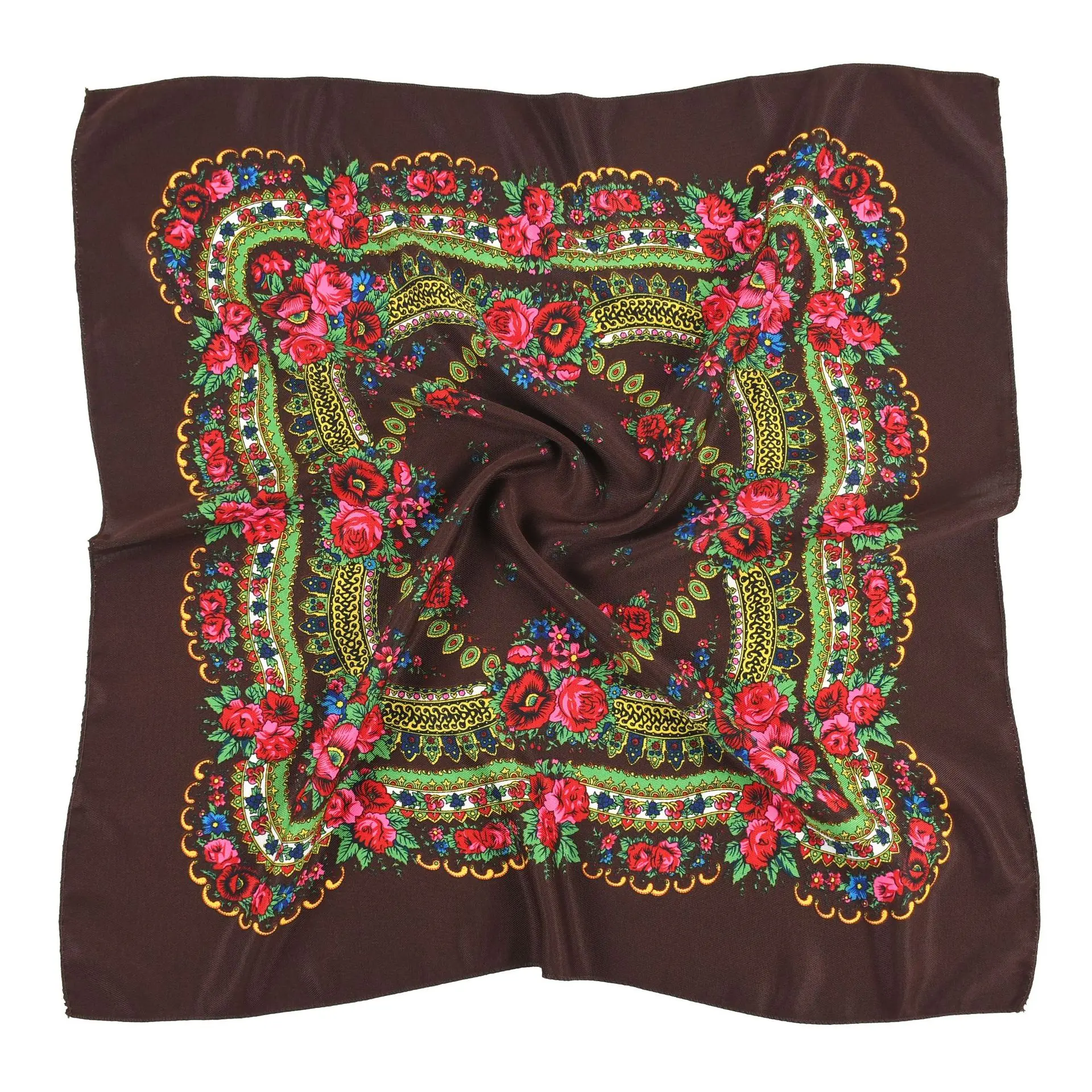 

Ethnic Style Women Square Scarf Russian National Shawl Hijab Head Scarves Ladies Retro Floral Print Bandana Foulard Handkerchief