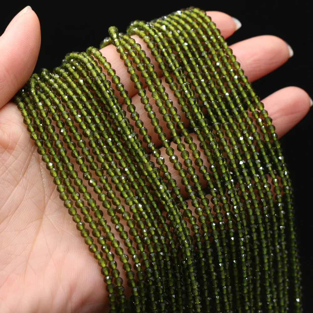 Stone Beads Section Matcha Green Faceted Spinels Stone Beads DIY for Jewelry Making Bracelet Necklace Accessories Gift Size 3mm