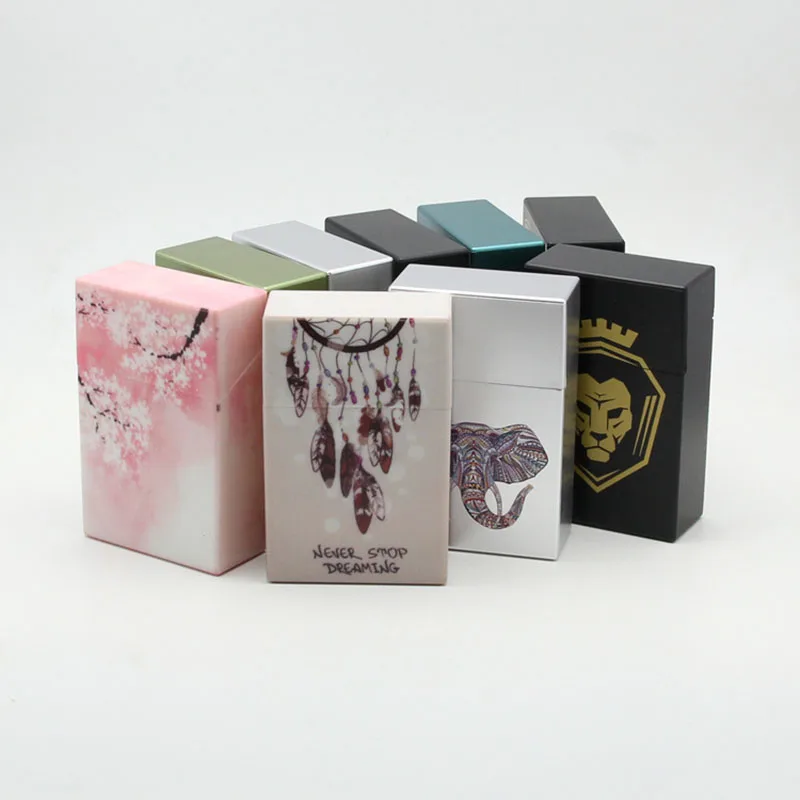 Hold 20 Cigarettes Fashion Individuality Color Printing ABS Environmental Protection Cigarette Case Anti Pressure Waterproof Box