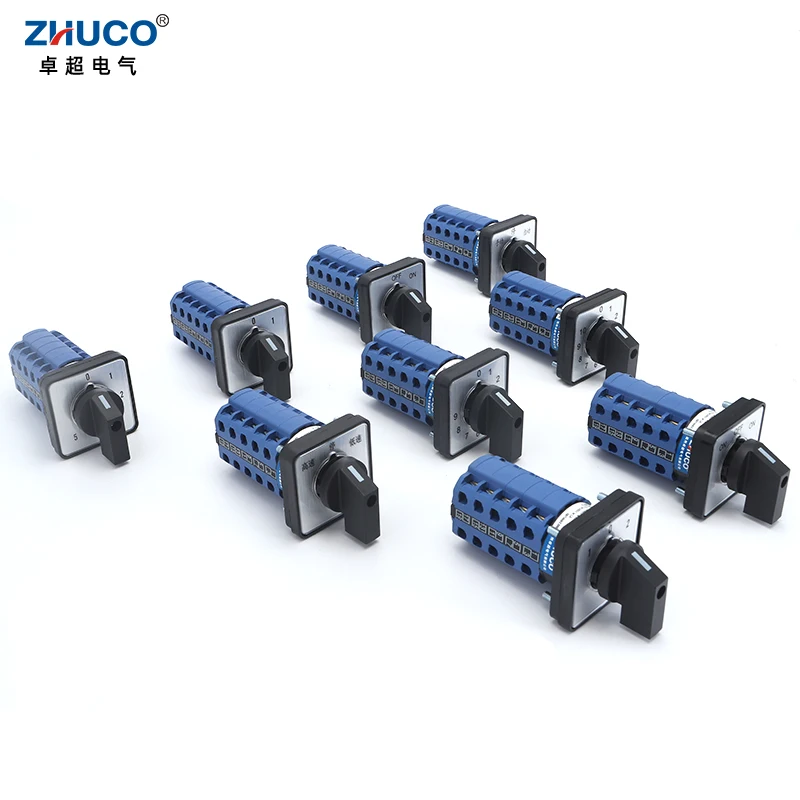 

ZHUCO SZW26/LW26-20 5 Poles 20A 660V 64X64 mm 48X48 mm Control Motor Circuit Knob Selection Cam Rotary Changeover Switch