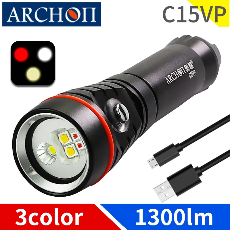 C15VP 5500K 1300lumen HD video diving fill lights 6500K diving spotlight Underwater 100m diving photoraphy light diving flashing