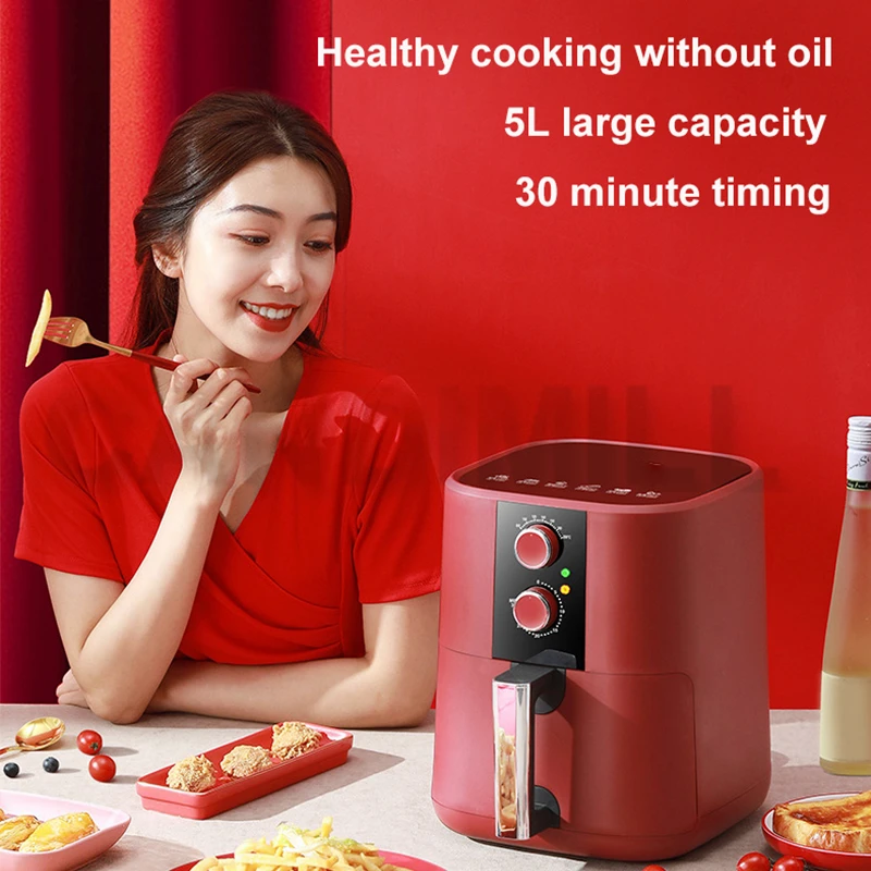 CANDIMILL Air Fryer Without Oil Home Cooking 5L Large Capacity Oven Electric Deep Fryer French Fries Machine Dehydrator