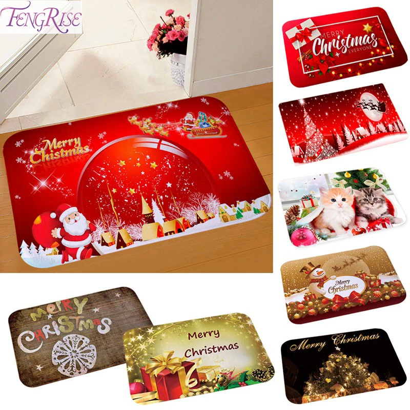 

FENGRISE Merry Christmas Ornaments Printing Flannel Doormat Christmas Decoration For Home 2022 Christmas Gifts New Year's 2023