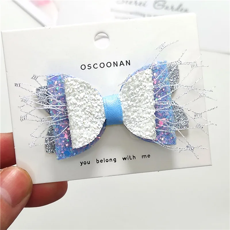 

1PCS Lovely Cobweb Leather Glitter 2.7 Inch Bow Pink Hairpins Dance Party Clips Korean Tiaras Hair Accessories For Baby Girl