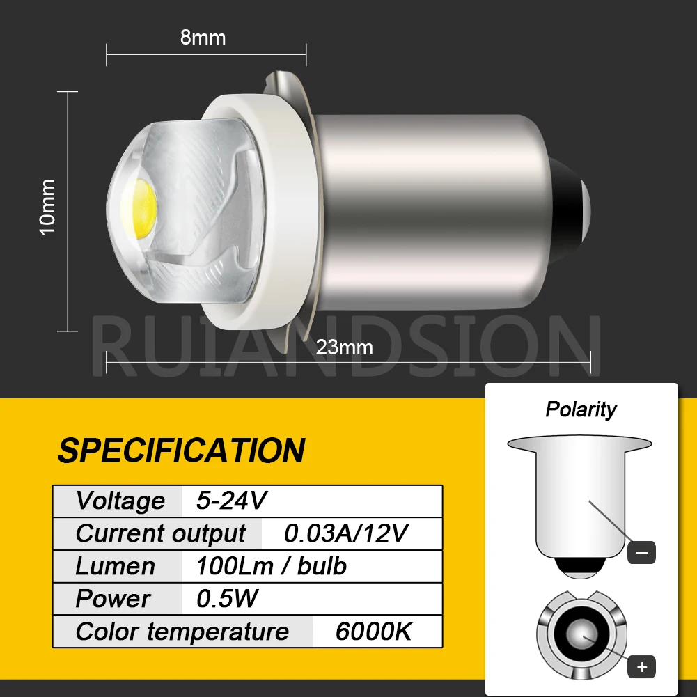 1 pz E10 P13.5S PR2 LED lampadina di aggiornamento 0.5W 3000K 6000K luce 3V-18V 5V-24V 4.5V 6V 9V 12V lampada di segnalazione torcia torcia lanterna