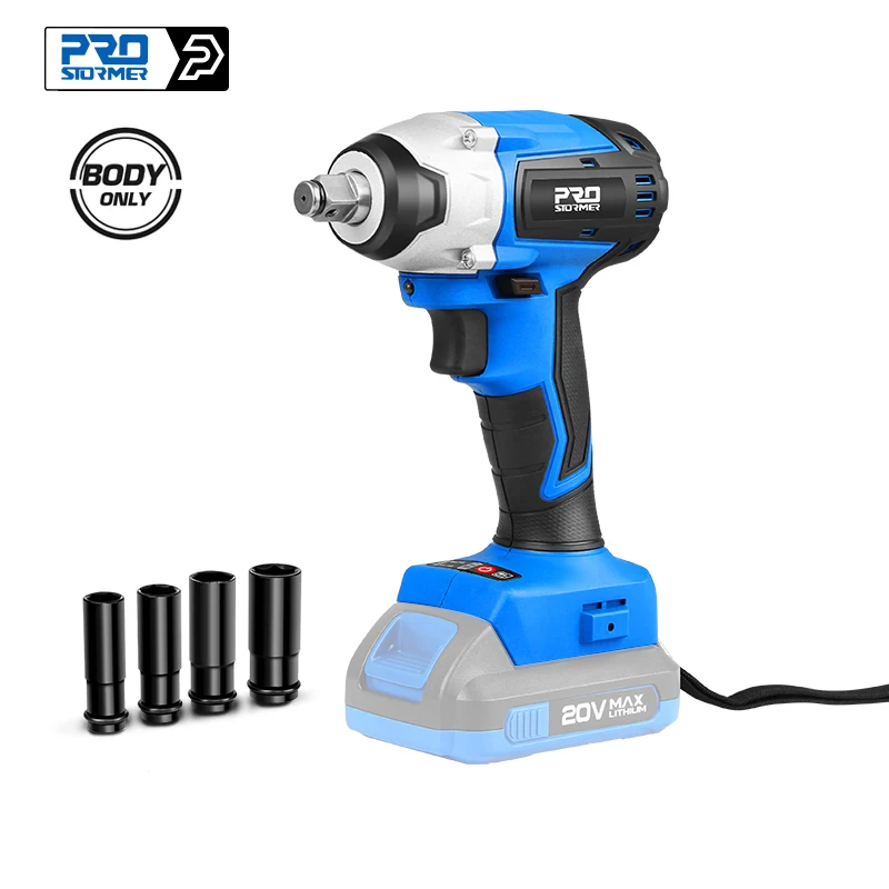 20V Brushless Electric Impact Wrench Cordless 300NM Max Torque Socket 1/2 inch Wrench Bare Tool Only By PROSTORMER