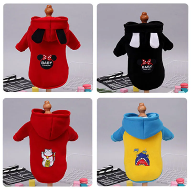 New Cartoon Thin Fleece Dog Clothes Fashion Puppy Hoodie For Small Medium Dog Cat Coat Clothing For Chihuahua Pug French Bulldog