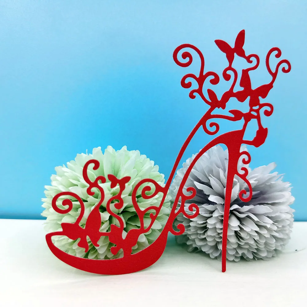 أحذية عالية الكعب يموت قطع الحرفية قطع يموت لسكرابوكينغ بطاقة صنع ألبوم ديكور DIY بها بنفسك Stencil واضح Stamps و قطع يموت القالب