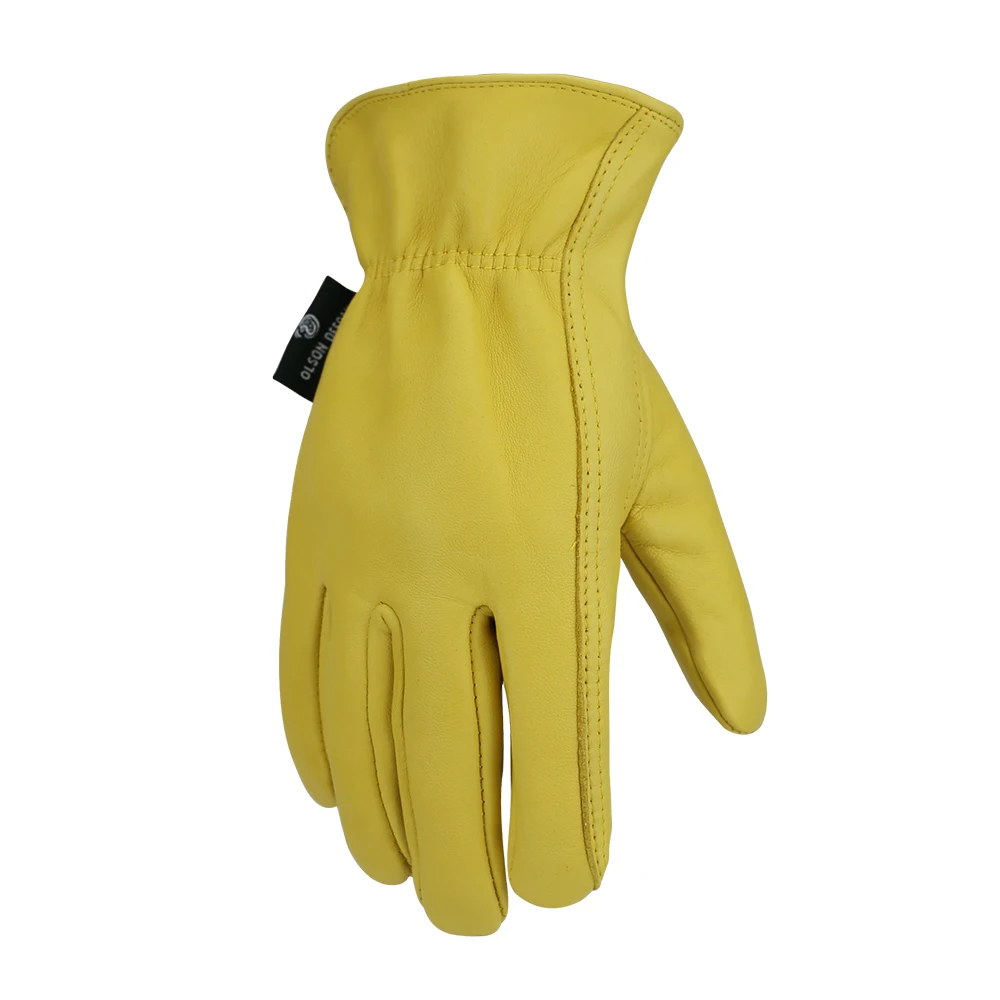 Leather Work Gloves Gardening Glove Mens Work Gloves Protective Gloves for Yardwork, Construction, Driving, Motorcycle