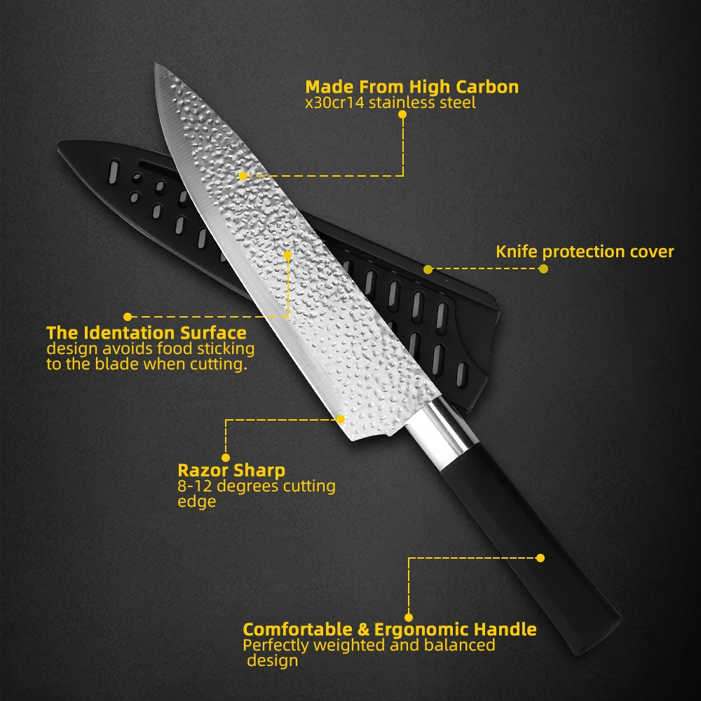 Chef knives 6 Set Professional Japanese Kitchen knives High Carban  stainless steel Meat Cleaver Fruit Paring knife Chef Knife