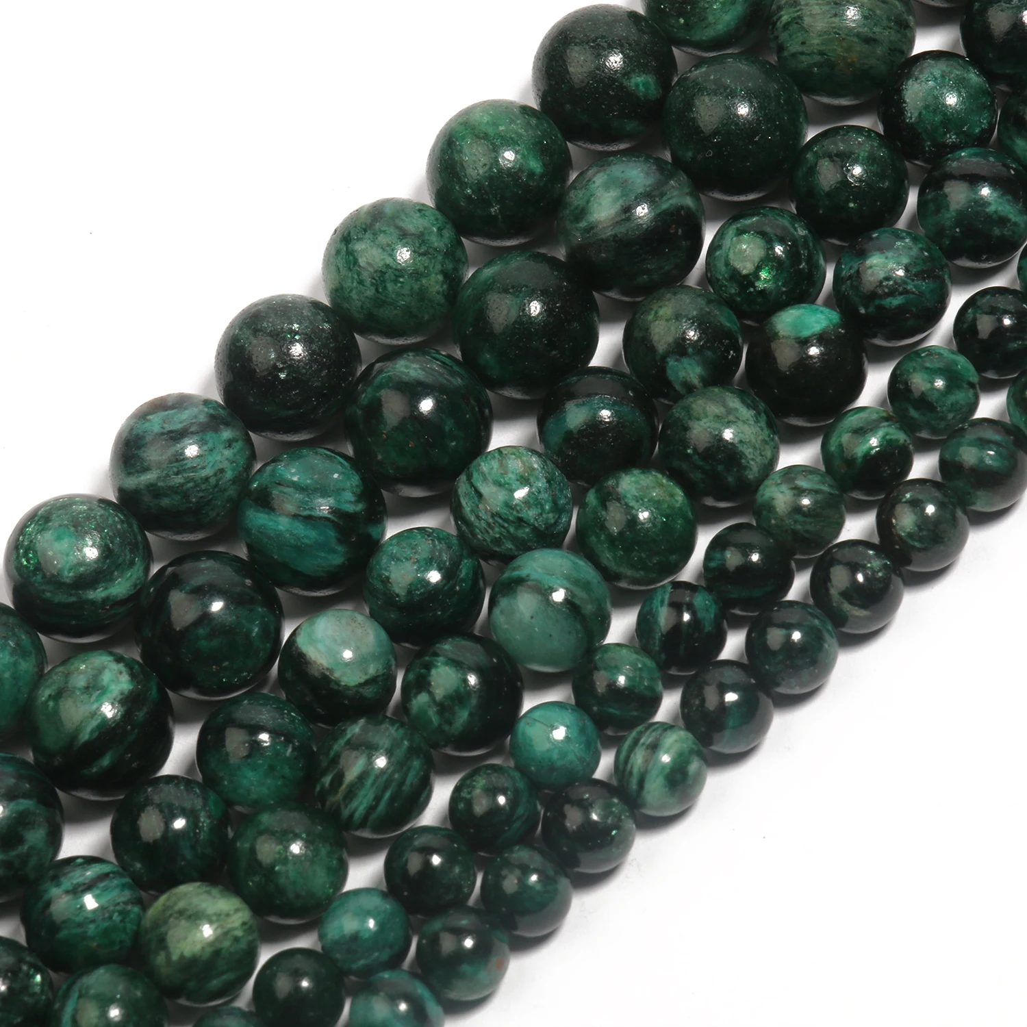 Emeralds 6/8/10mm Natural Stone Beads Dark Green Loose Spacer Beads for Jewelry Making DIY Handmade Bracelet Necklace Accessory