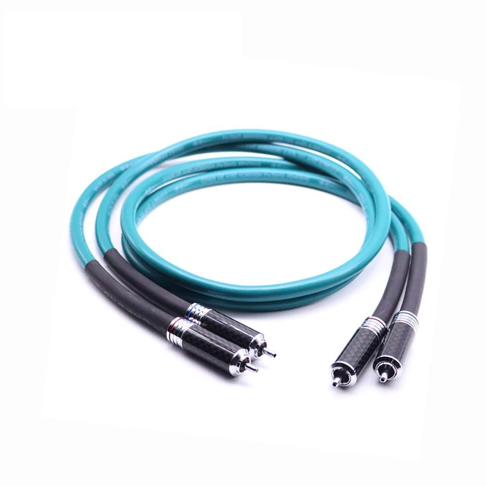 Hifi estéreo cardas carbono fber rca cabo de áudio hi-fi de alto desempenho 2rca para 2rca cabo de interconexão