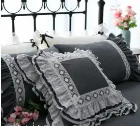 princess style lace edge ruffled pillowcase cushion cover cotton rickrack pillow cover bedding