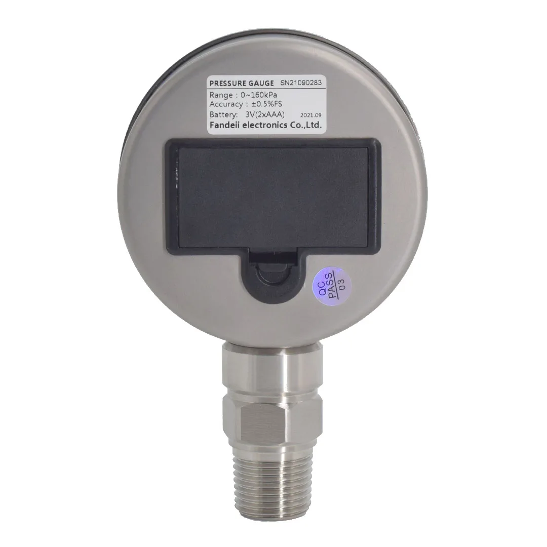 FANDE Digital Hydraulic Pressure Gauge with Temperature Diaphragm 316L LCD Stainless Steel Gas Liquid Fuel Manometer