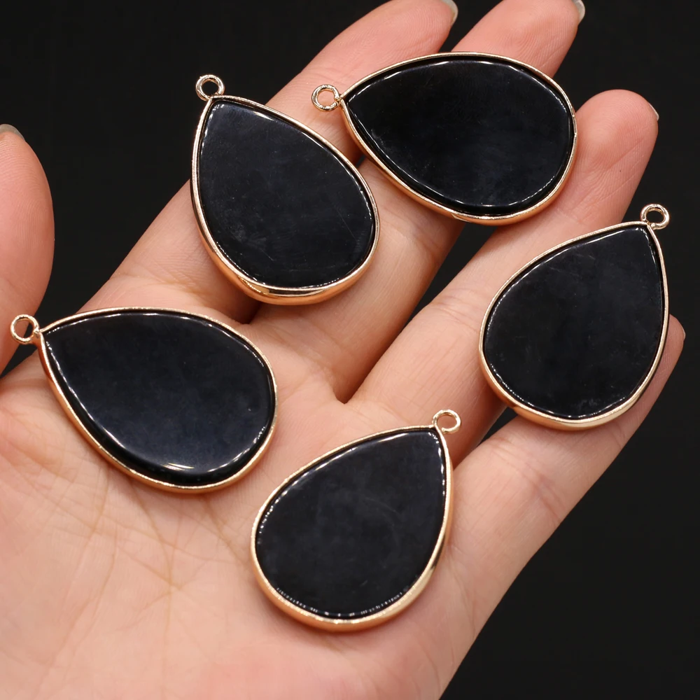 Natural Agate Stone Pendant Charms Rose Quartzs Flash Labradorites Pendant for Making DIY Necklace Accessories Gift 26x40mm