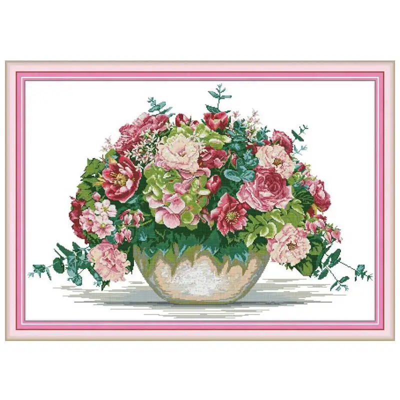 Hydrangea Bouquet Flower Counted 11CT 14CT Cross Stitch Sets DIY Chinese DMC Cross-stitch Kits Embroidery Needlework home decor