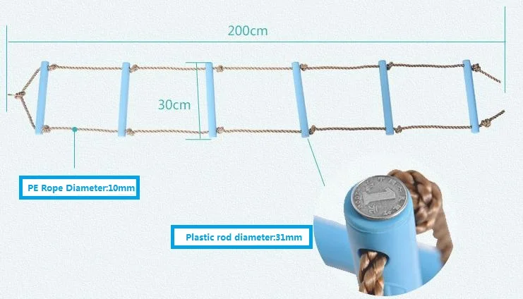 JXM 키즈 가든 휘트니스 완구 6 Rungs 등산 밧줄 사다리 어린이 키즈 스포츠 밧줄 스윙 안전 휘트니스 장비 실내 야외