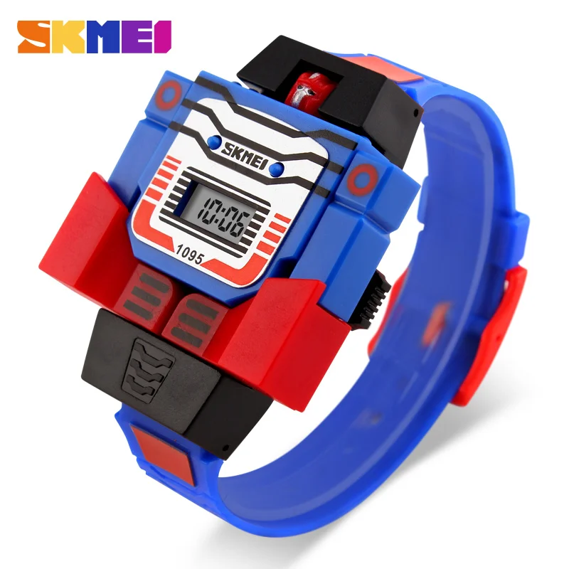 SKMEI Children Watches Creative Robot Transformation Shape Digital Watch For Boys Toy Cartoon Wristwatch 1095