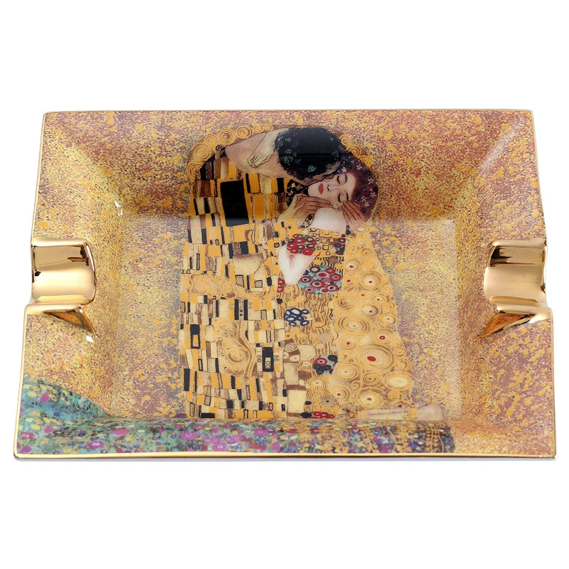 Gustav Klimt Kiss &Adela Cigar Ashtray Smoking Accessories Desk Valentines Day Gift Wedding Decoration