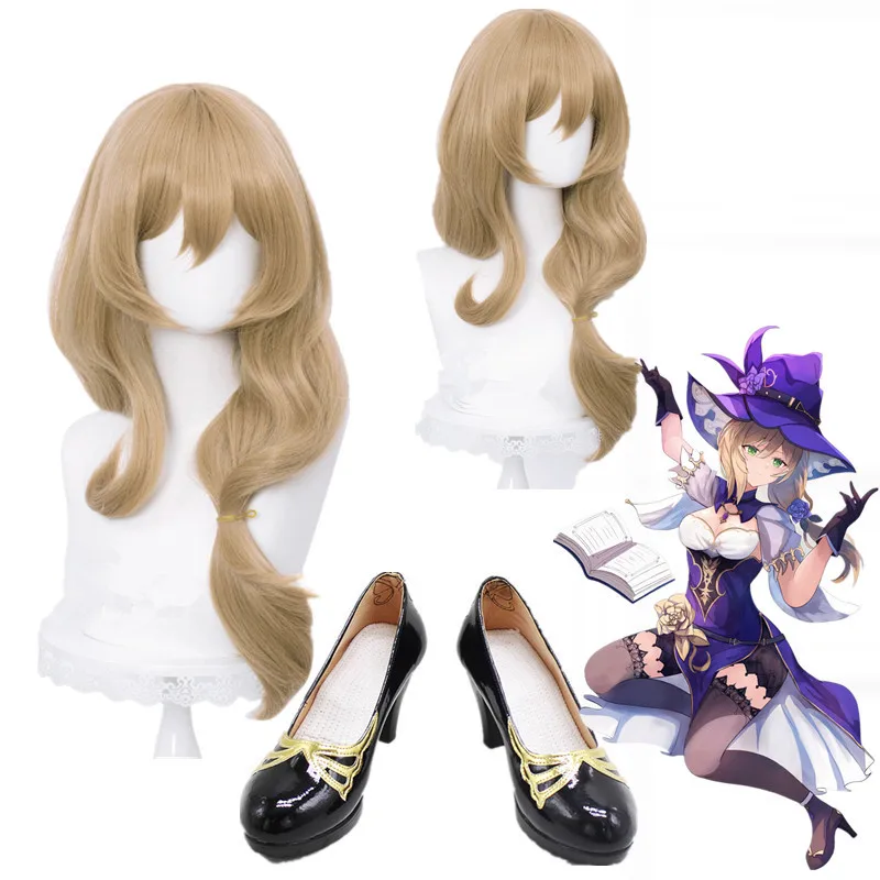 

Game Genshin Impact Cosplay Halloween Lisa Wig Cosplay Shoes Cosplay Lisa Costume Genshin Impact Lisa Cosplay Hair Shoes